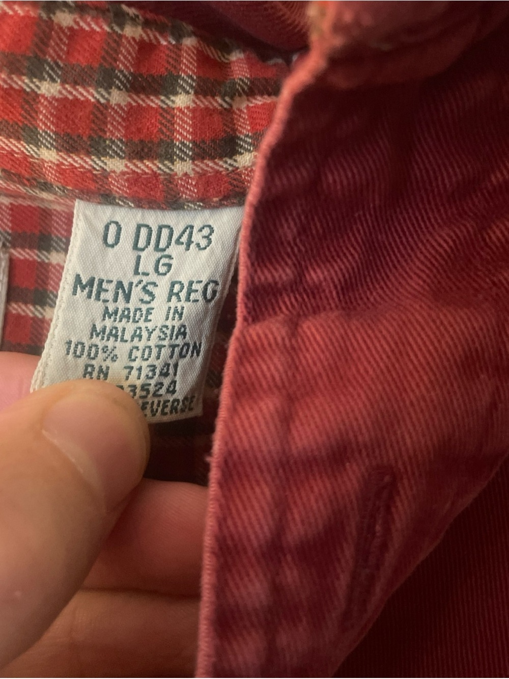 L.L. Bean Red Button-Down Flannel-Lined Shirt - Picture 3 of 5